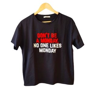 Zara Don't Be A Monday Black Short Sleeve Shirt Size Large